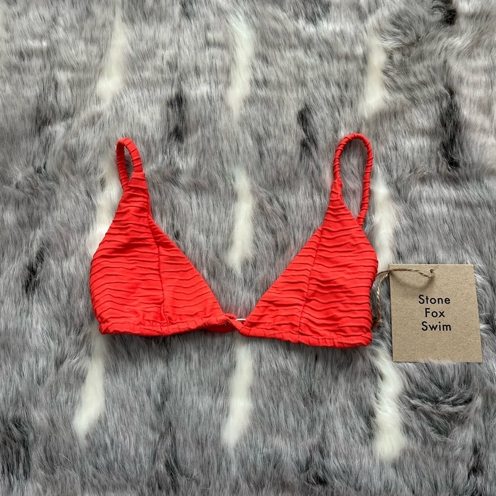 NWT Stone Fox swim Lina tri top Bikini Top in hibiscus weave sz small S - Picture 8 of 12